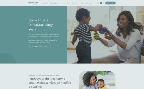 The image depicts the homepage of the QuickStart Early Years new website.